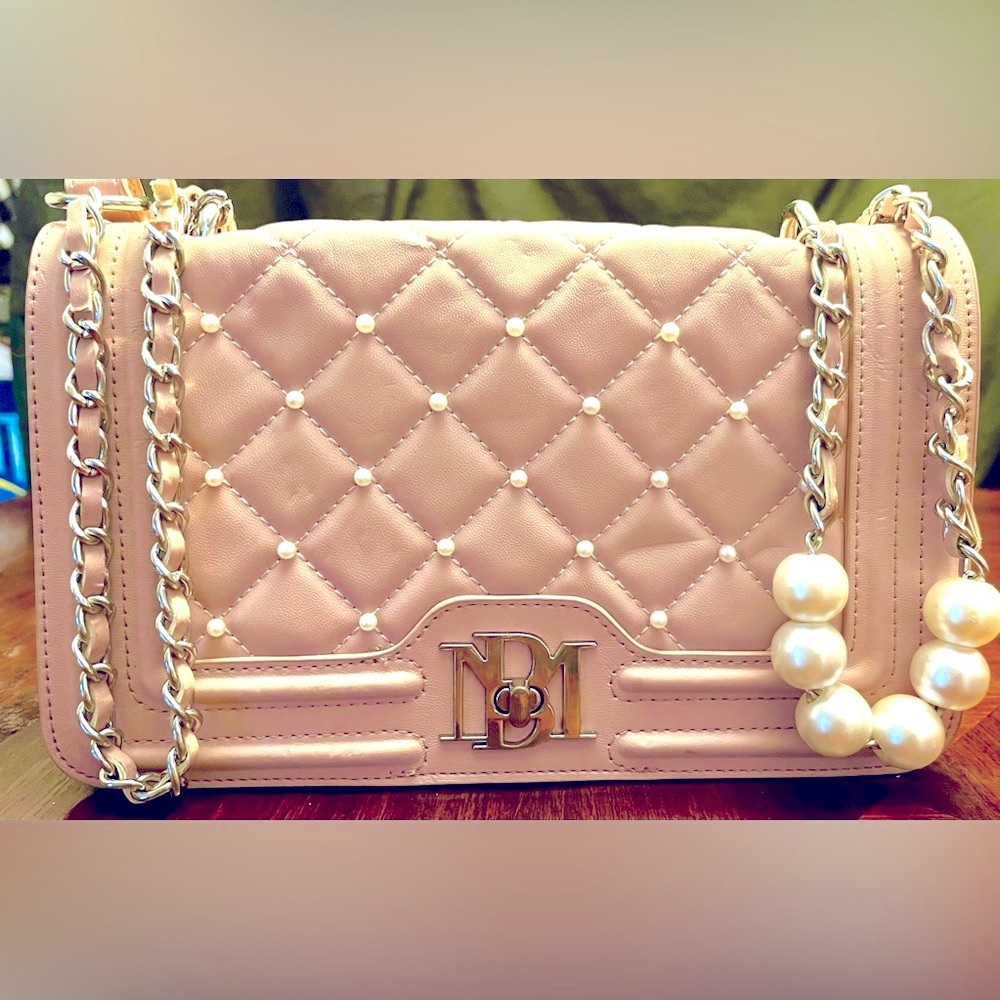 Badgley Mischka Blush Pink Quilted Crossbody Bag
